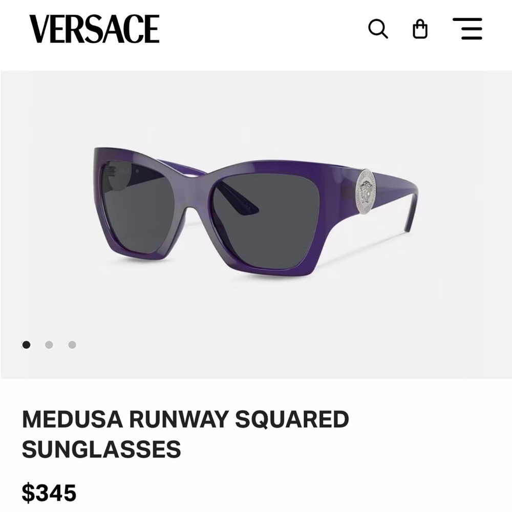 Versace PURPLE MEDUSA RUNWAY SQUARED SUNGLASSES — Includes Versace Hard Case